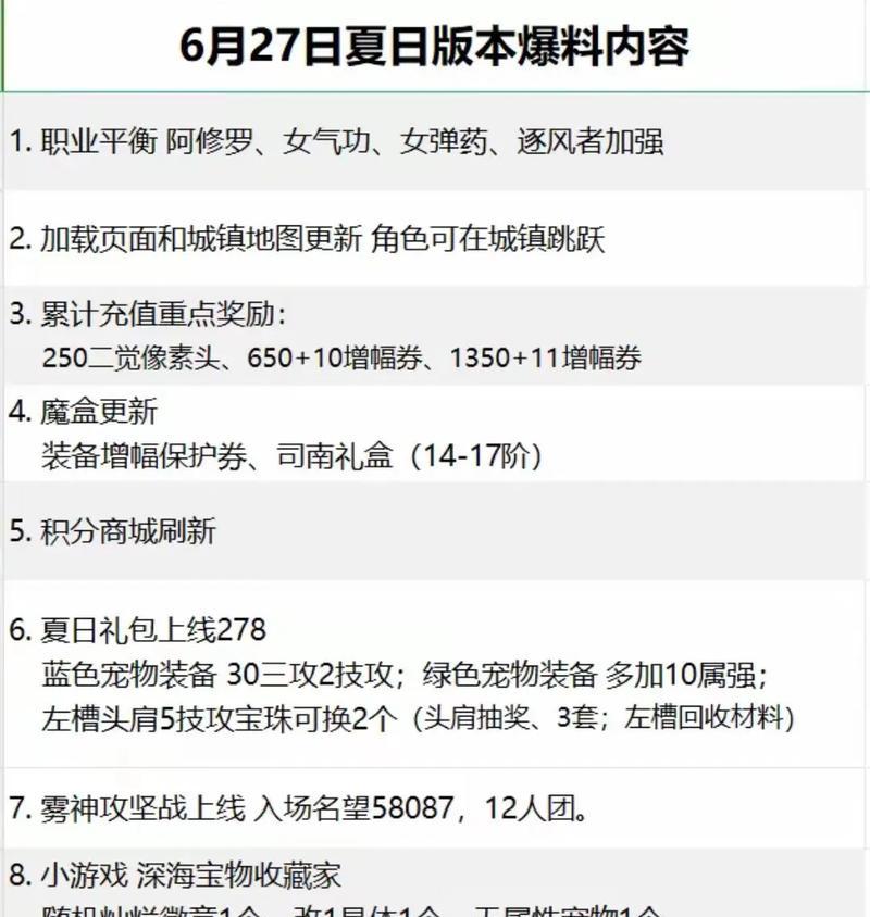 DNF最近更新了哪些内容？更新是否还在进行？